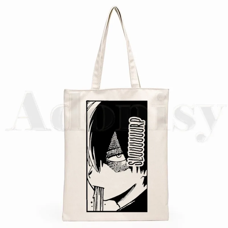 

My Hero Academia Shoto Todoroki Japan Anime New Art Canvas Bag Totes Simple Print Shopping Bags Girls Life Casual Pacakge