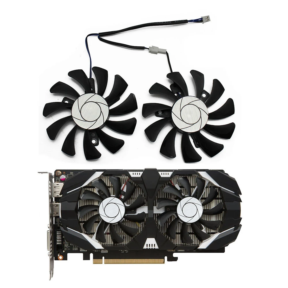 Фото (A20Z) HA8010H12F-Z 75 мм 2-контактный кулер для видеокарты GTX1050Ti с двумя вентиляторами для GTX 1050Ti GTX-1050-Ti-4GT-OC (2 шт.) №1