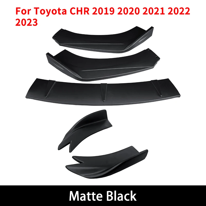 

Для Toyota C-HR 2019-2023: Комплект для модификации авто – передние сплиттеры бампера, накладки на кузов, спойлеры, удлинители, задние уголки-«акулии плавники»