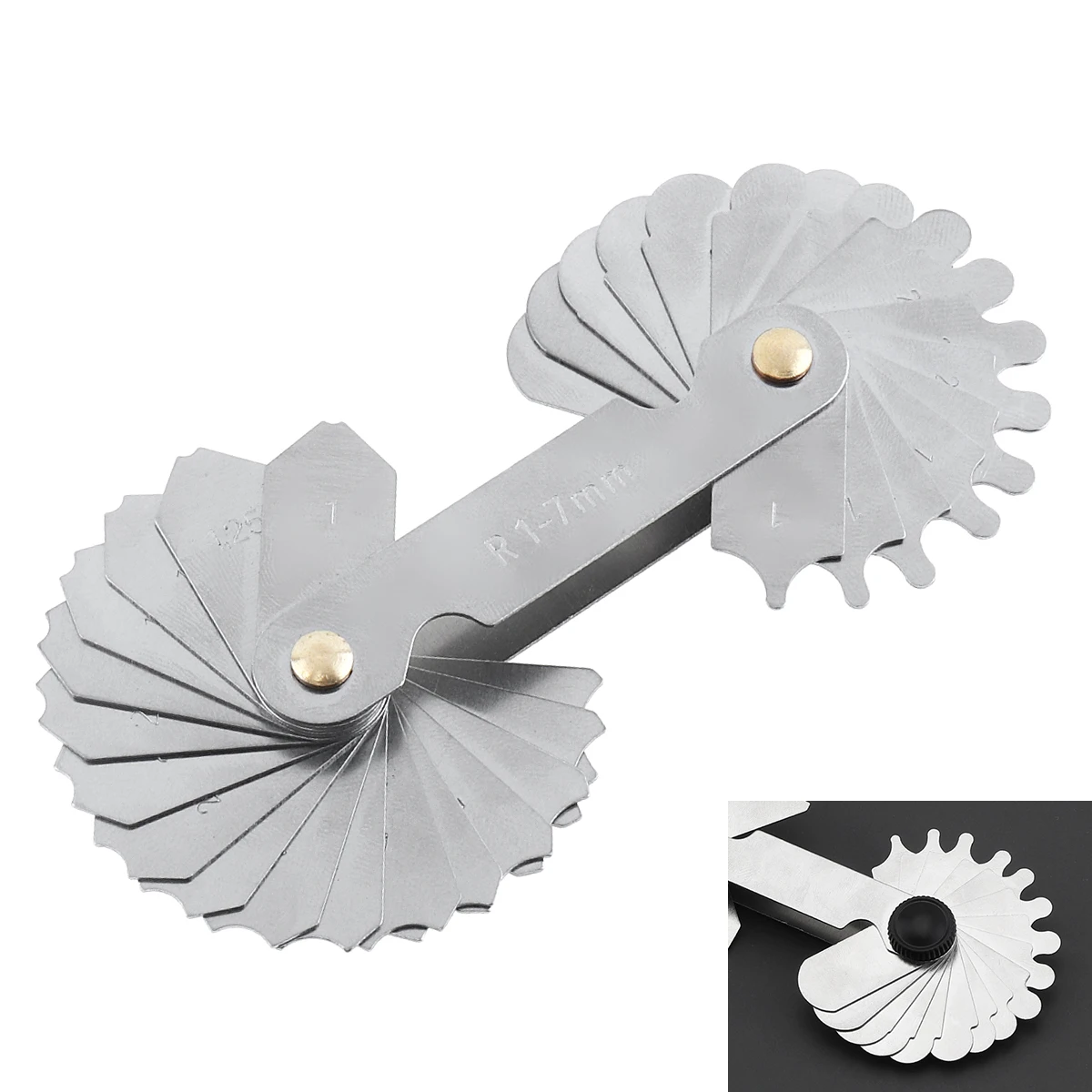 

Thread Gauge Radius Gauge R1 - 7mm A7 C15 34 Blade Stainless Steel Radius Gauge Metal R Gauge for Checking Thread Pitch