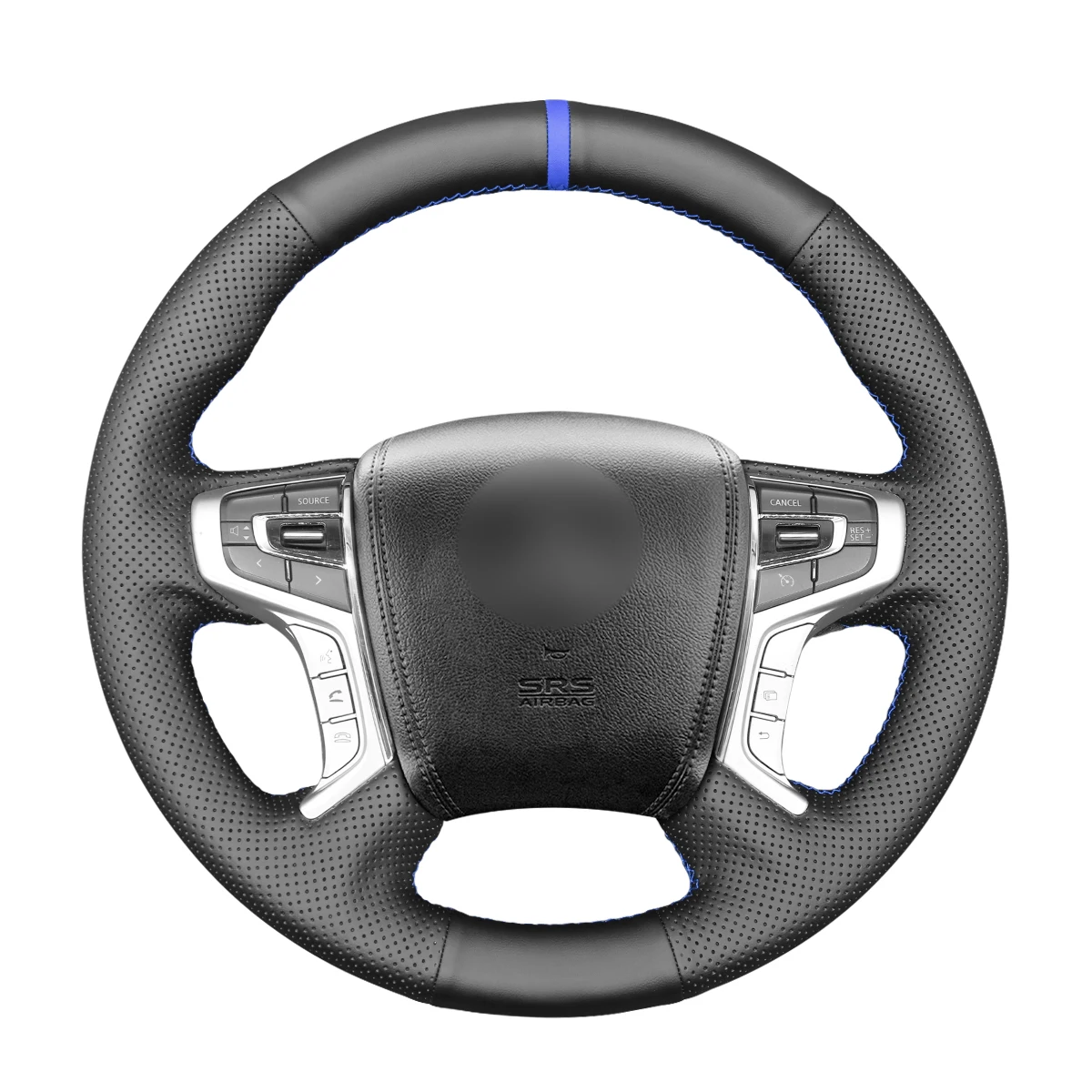 Сшитая вручную черная оплетка рулевого колеса из искусственной кожи для Mitsubishi L200