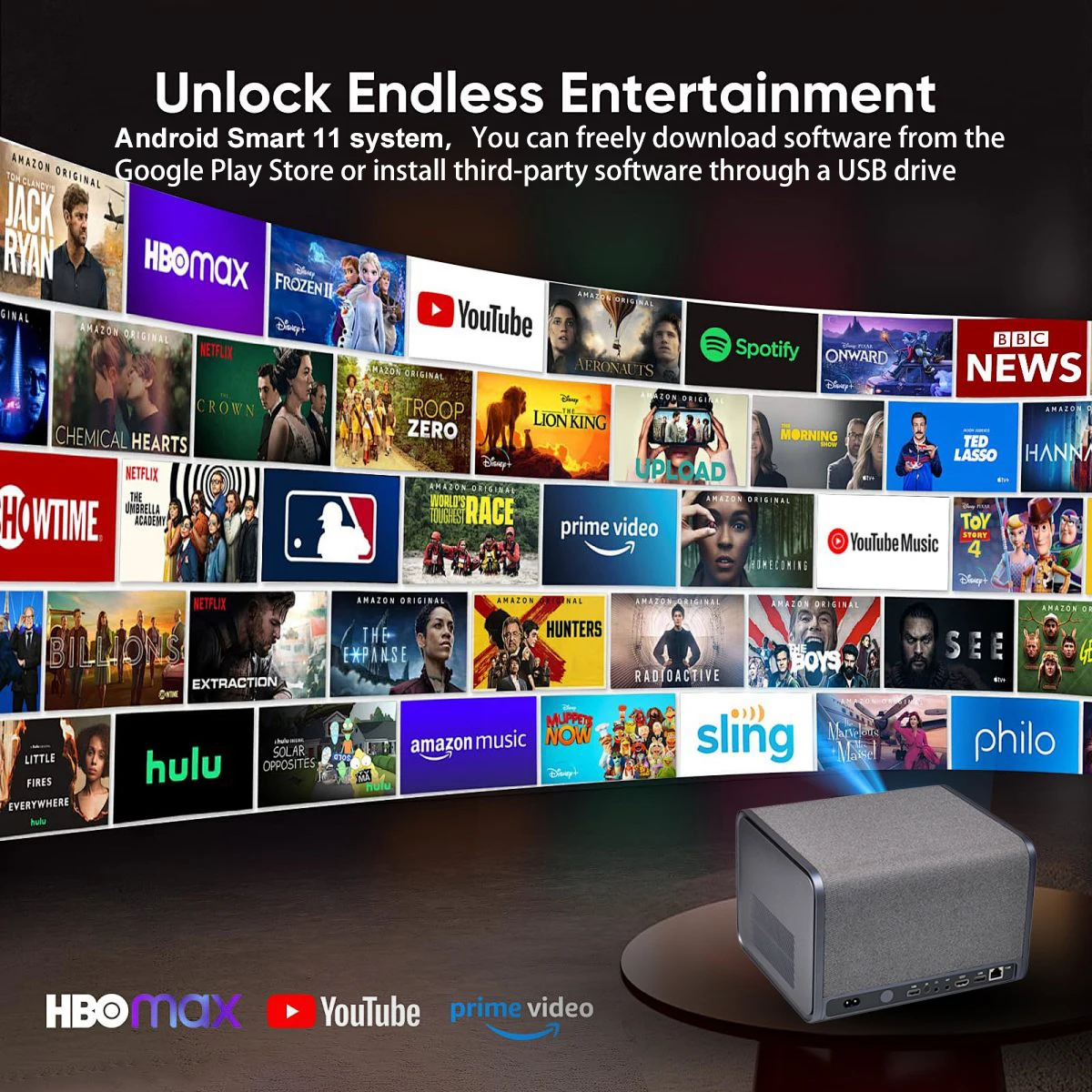 Проектор DITONG 3500 ANSI люмен Full HD для 4K видео и фильмов, Android TV, домашний кинотеатр, 32 ГБ, Wi-Fi 6, автофокус, Smart TV, проекторы Beam (art.: 3920dbd09e97e) - 3920dbd09e97e