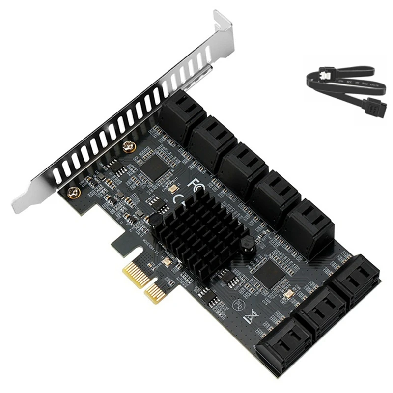 

New PCIE SATA Expansion Card PCIE 1X To 16-Port SATA3.0 6Gbps SATA III Multi-Port Hard Disk Adapter Riser Card