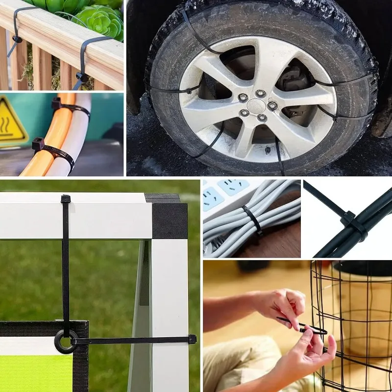 500/100Pcs Kolorowe nylonowe opaski kablowe Samoblokujące Paski wielokrotnego użytku Pętla mocująca Organizery przewodów do domowego biura