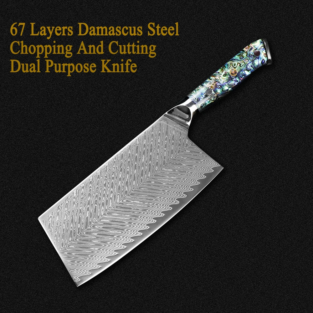 

New 67 Layer Damascus Steel Chopping Bone Vegetable Meat Slice Fruit Chinese Kitchen Knife