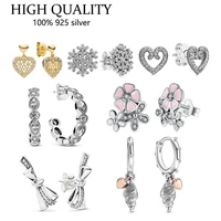 fit original luxury 925 sterling silver conch love bow snowflake earrings for women high quality diy fashion wedding jewelry