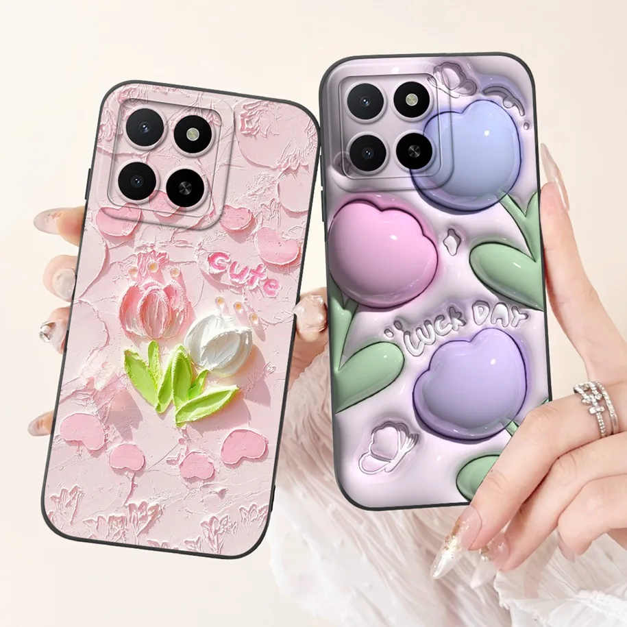 Фото Чехол для Honor X5b Plus GFY-LX2P Funda, популярный цветочный жидкий силиконовый противоударный чехол для Honor X5B 4G X 5B X5bPlus 2024, бампер №4