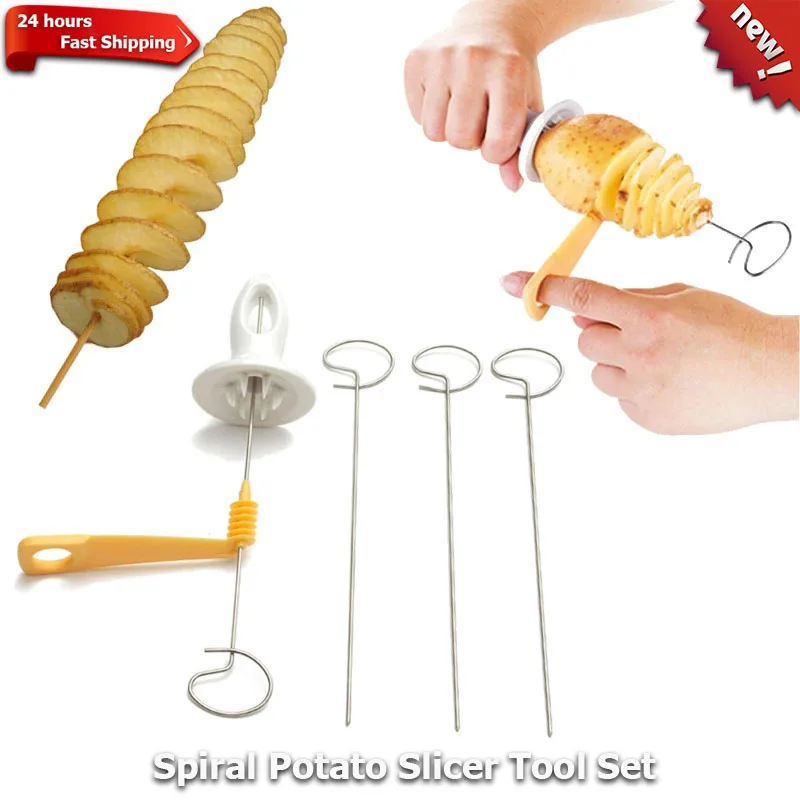 

Spiral Potato Cutter Twisted Slice Potato Tower Whirlwind Potato Cut Diy Creative Fruit And Vegetable Spiral Slicer For Kitchen