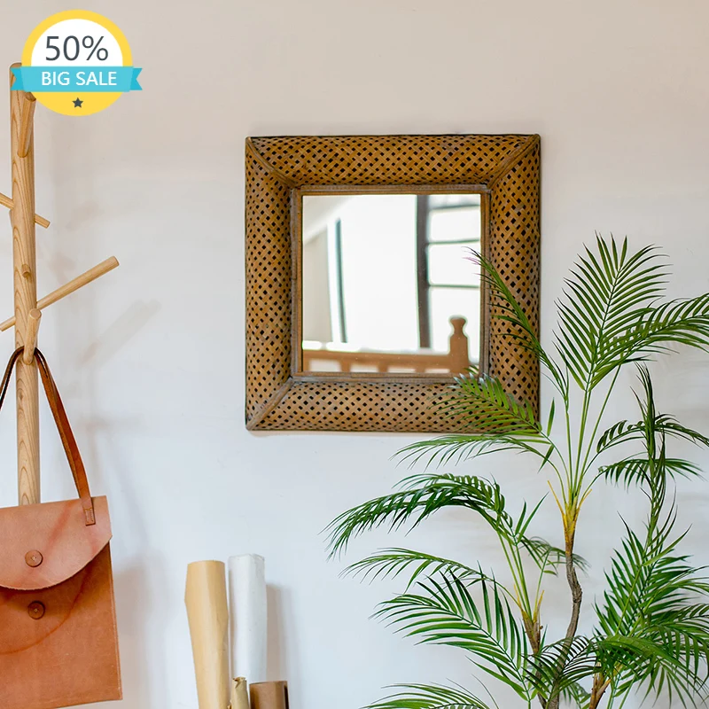 

Vintage Mirror Wall Makeup Small Portable Design Table Rectangle Aesthetic Mirror Hallway Decoration Maison Home Decor JW50JZ