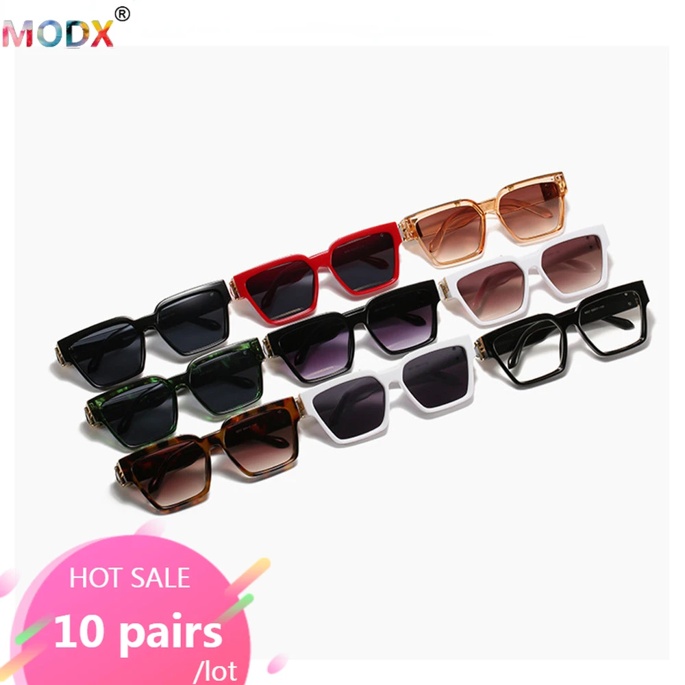 Wholesale Square Unisex Sunglasses Women and Men Large Frame Shades Personality Sun Glasses Retro Print Disco Adult Eyewear 8119