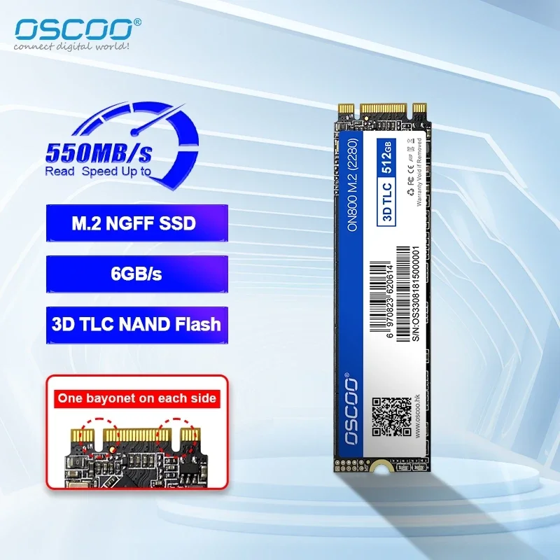 Твердотельный накопитель OSCOO M.2 SSD 2280 NGFF SATA3 128 ГБ 256 512 1 ТБ 6 Гб/с