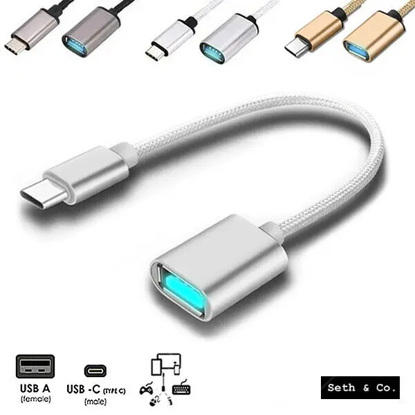 

Type C to USB Cable 3.0 Female OTG Adapter Data Wire for Android Phone PC Car UK