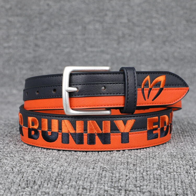 

Golf belt for men and women with heavy industrial embroidery letter golf leisure sports belt
