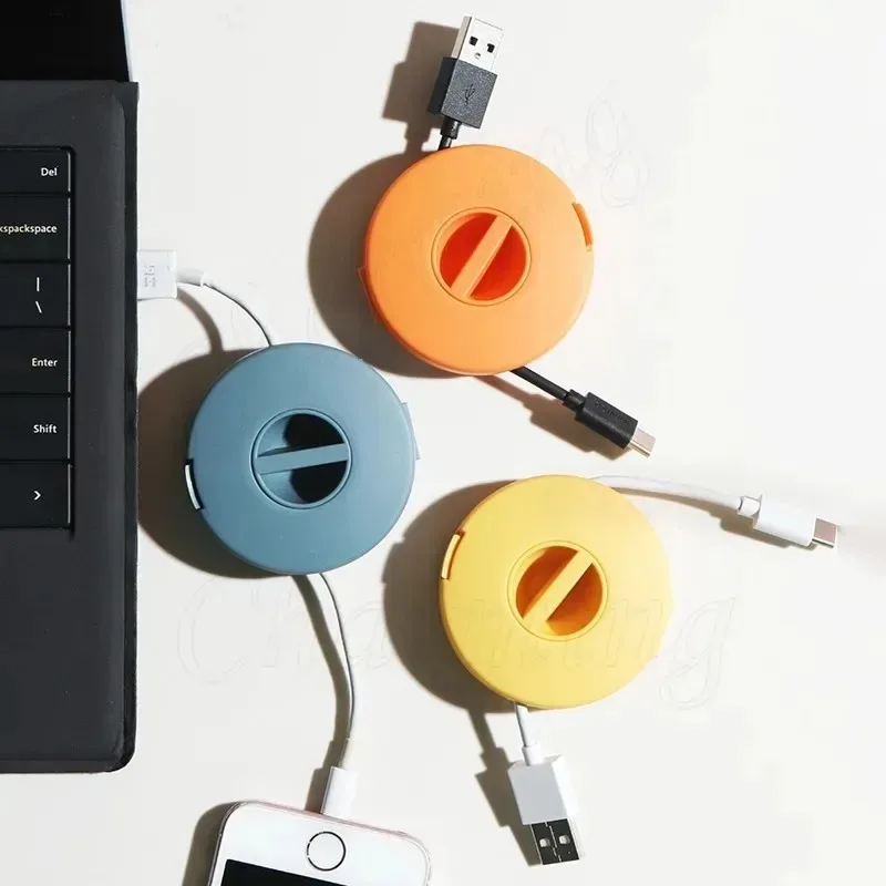 Фото 3/2/1 шт., круглый USB-кабель для зарядки, портативное зарядное устройство, держатель шнура, зажимы для намотки, выдвижной гибкий органайзер для линии №5