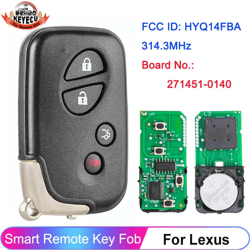 

KEYECU умный ключ для Lexus ES350 GS350 GS430 GS450h GS460 IS250 IS350 LS460 HYQ14AAB 271451-0140 плата безключевой дистанционный брелок 4B