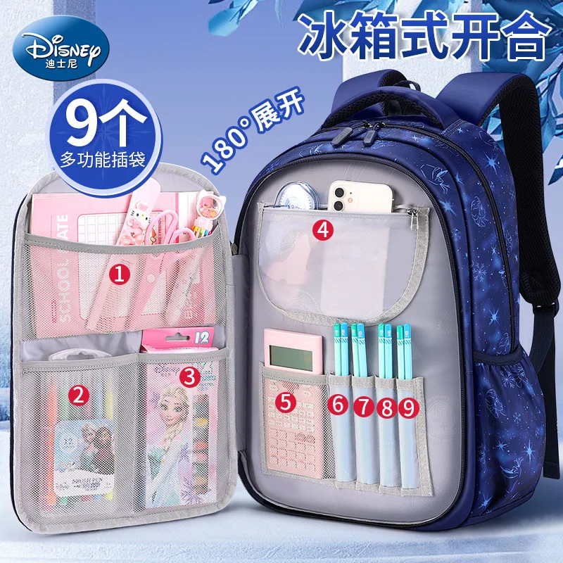 2022 New High quality Luxury Large capacity Multi functional Disney Student Bag, Dream Ice and Snow Series Disney Girl Backpack