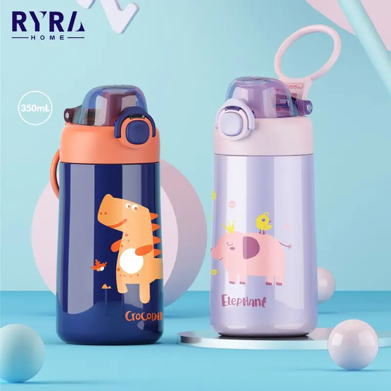

High Quality Insulated Mug Thermos 350ml Kids Cartoon Drinking Bottles Portable Stainless Steel Insulated Mug Children Drinking