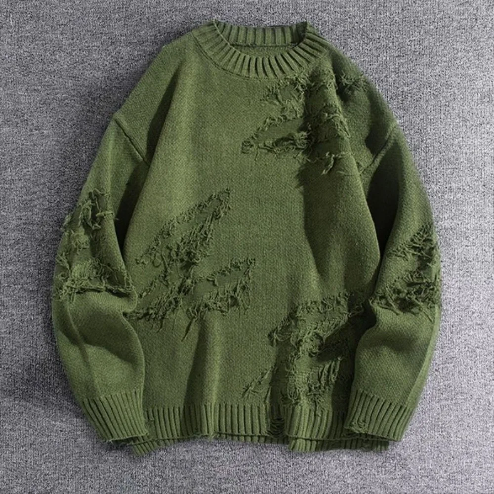 

2023 Autumn And Winter New Y2k Streetwear Men Hole Tassel Sweater Sweater Men And Women Street Fashion Plus Size Youth Wear Top