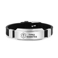 stainless steel engravable medical alert id bracelets diabetes epilepsy alzheimers allergy women men silicone bracelet jewelry