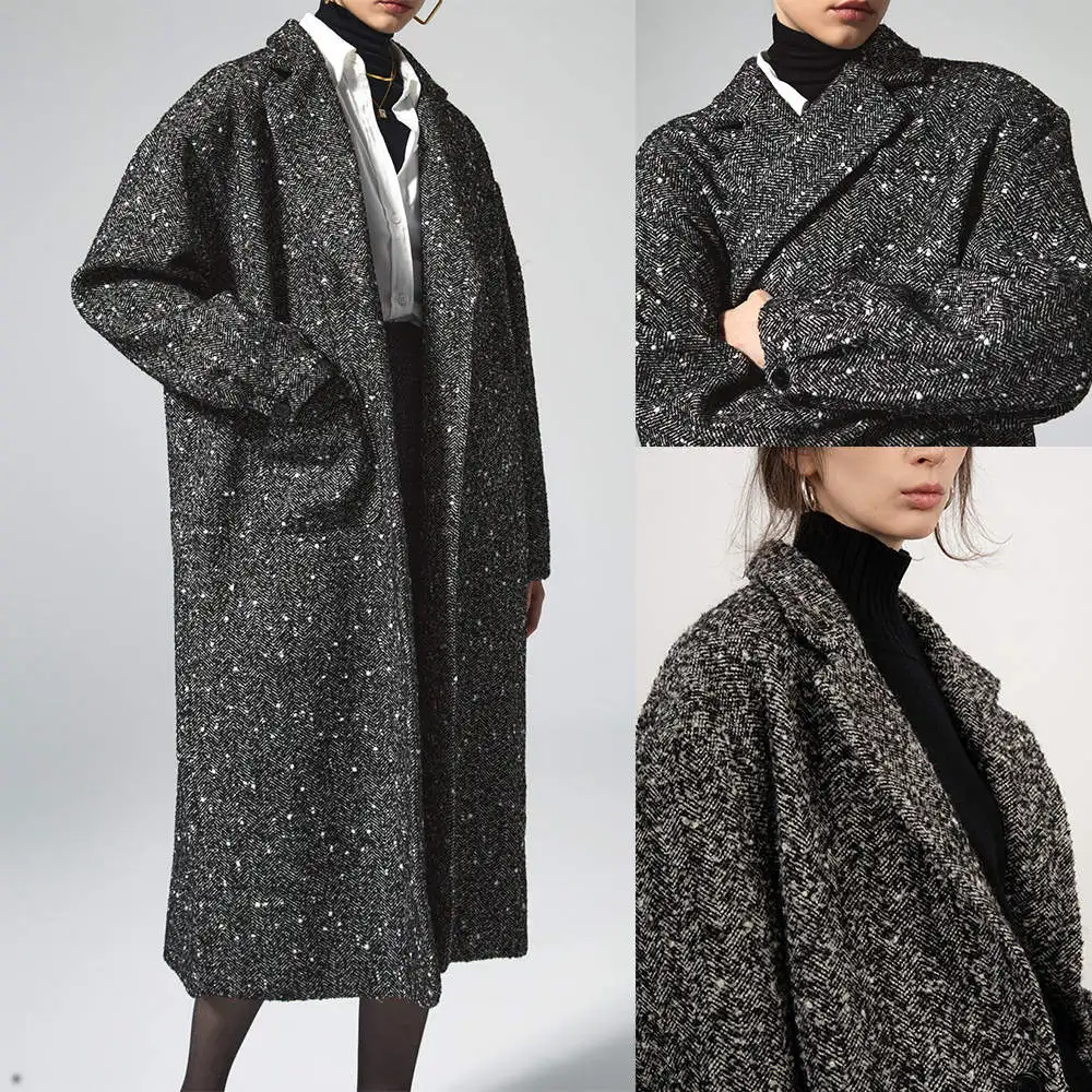 Женский пиджак блейзер в елочку однобортные костюмы индивидуальное длинное