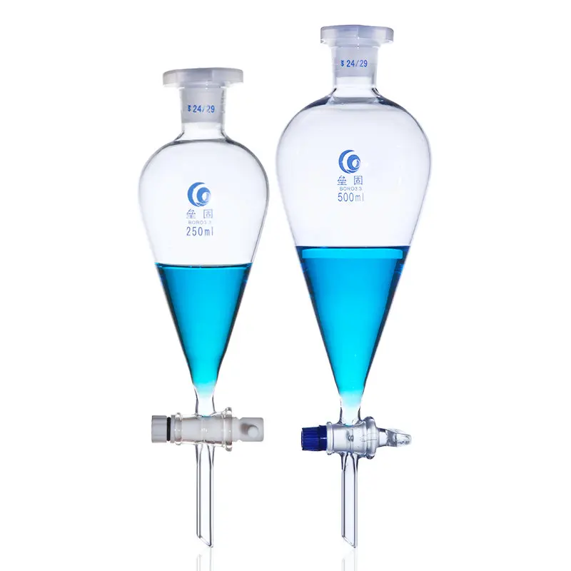 

1pcs Lab Glass Pear-shaped Separation Funnel Loikaw Dropping Funnel with Glass/PTFE Piston 60/125/250/500/1000/2000ml