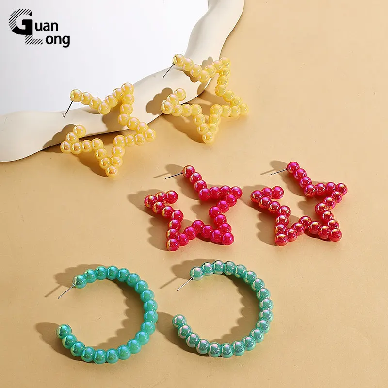 Женские акриловые серьги-кольца GuanLong