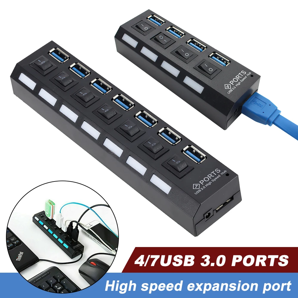 

USB-разветвитель, 4/7 портов, с выключателем питания