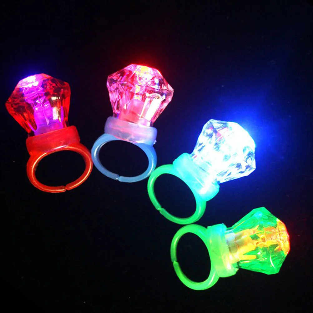 

Rings Led Ring Flashing Light Glow Kids Diamond Party Bulk Jelly The Bumpy Dark Toys Luminous Blinking Blinky Children Filler