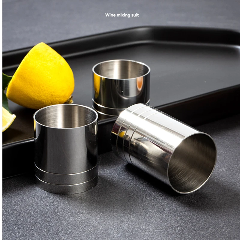 

New Mini Stainless Steel Cocktail Shaker Measure Cup Cylinder Shape Drinking Wine Cup with Accurate Scale for Home Kitchen Bar