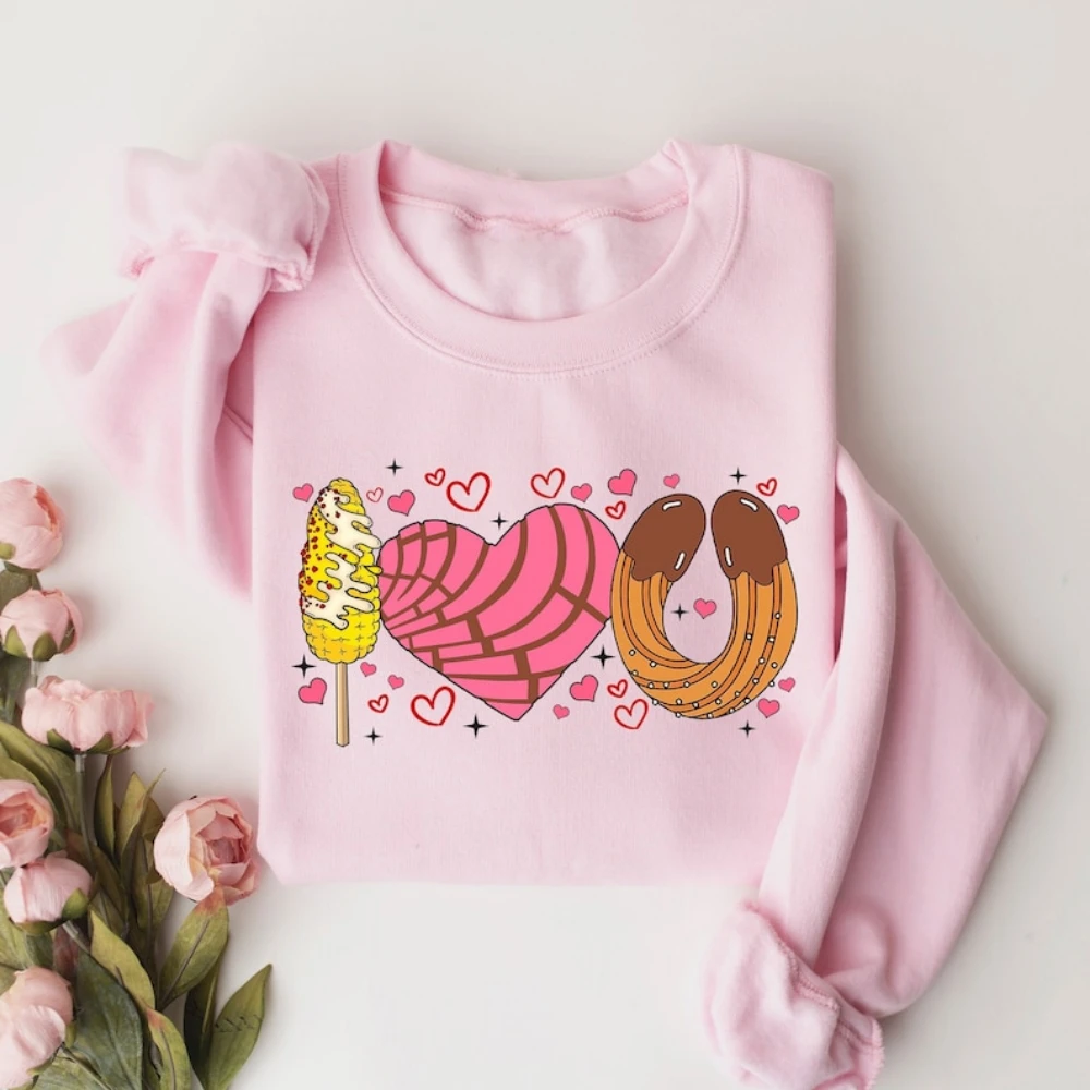 Свитер I Love U Conchas Elotes Churros свитер на День святого Валентина мексиканский подарок