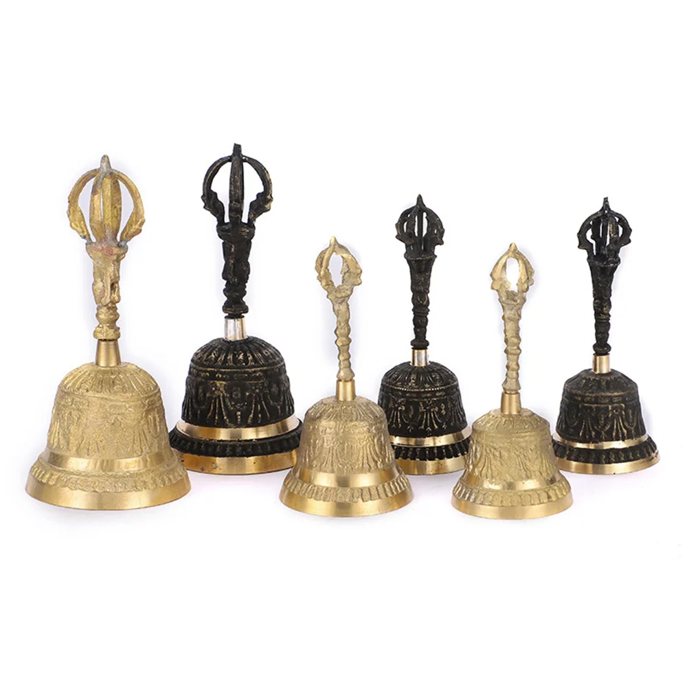 

16CM Copper Antique Hand Rattle Bell for Room Decoration DIY Party Wedding Christmas Decoration Craft Accessories