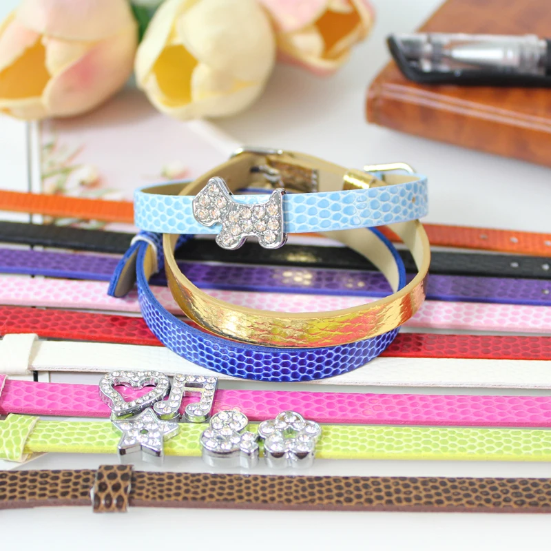 50 штук 8мм L 210мм браслет DIY аксессуары PU браслет-змея со слайдерами символов букв для женщин и детей подарок.