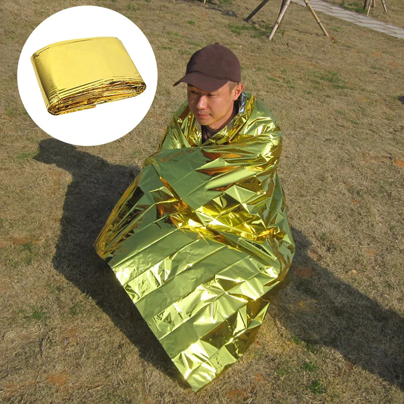 

Outdoor Water Proof Emergency Survival Rescue Blanket Foil Thermal Space First Aid Sliver Rescue Curtain Military Blanket Tool