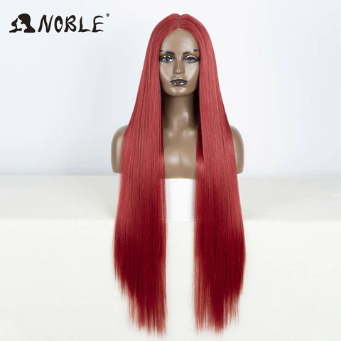 Noble Lace Front Wig Red Wig 38 Inches Long Straight Net Wigs Blonde Hair Wigs for Cosplay for Women Synthetic Lace Front Wigs