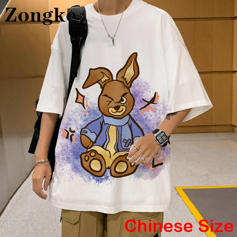 

Zongke мультяшный Принт футболки для мужчин Одежда Harajuku Смешные футболки для мужчин топы китайский Размер 3XL 2022 Лето Новые поступления