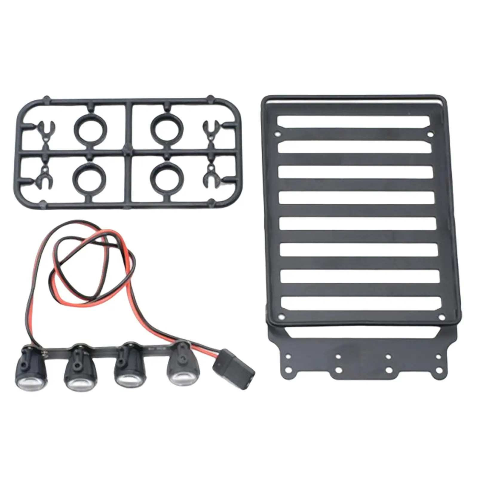 

Металлический багажник на крышу RC со светодиодом, обновление багажника для Axial SCX24 1:24, запчасти для радиоуправляемого гусеничного автомобил...