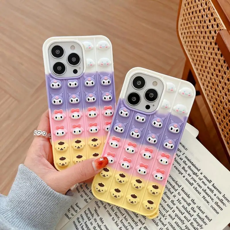 

Cartoon Sanrio Phone Case Kuromi Accessories Kawaii Cute Anime Apply Iphone14Promax 13 1211 Xsmax Xr Protect Anti-Drop Girl Gift