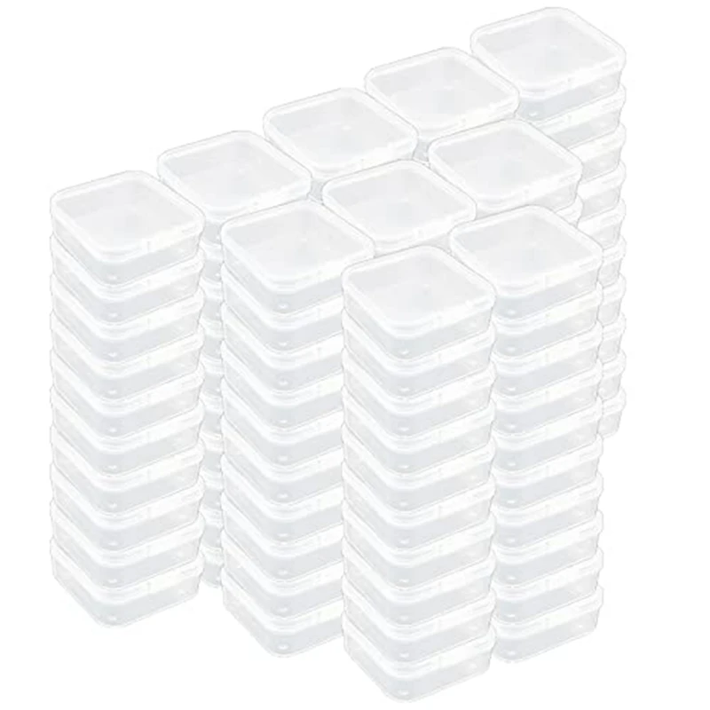 

100 Pack Storage Containers Box Craft Box Case With Lids For Small Items(1.77X1.77X0.8Inch)