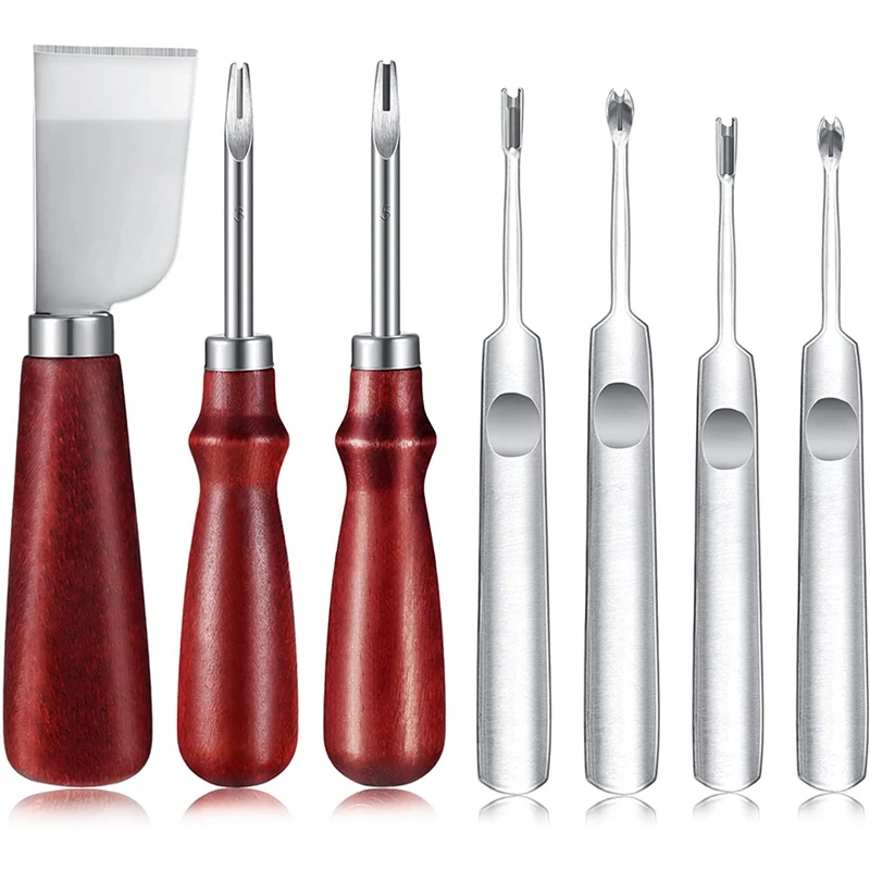 

7 Pcs Leather Cutting Craft Set, Leather Cutting Knife, 4 U/V Shaped Groover For DIY Leather Craft (1.0 MM, 1.5 MM)