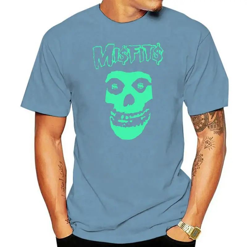 

Черная футболка Misfits, футболка Misfits с напечатанным экраном, неоново-зеленая футболка Misfits с пародией и черепом