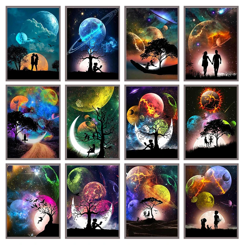 

Romantic Night Scenery Diy Diamond Painting Kit 5D Drill Full Diamond Cross Stitch Art Handicraft Bedroom Living Room Home Decor