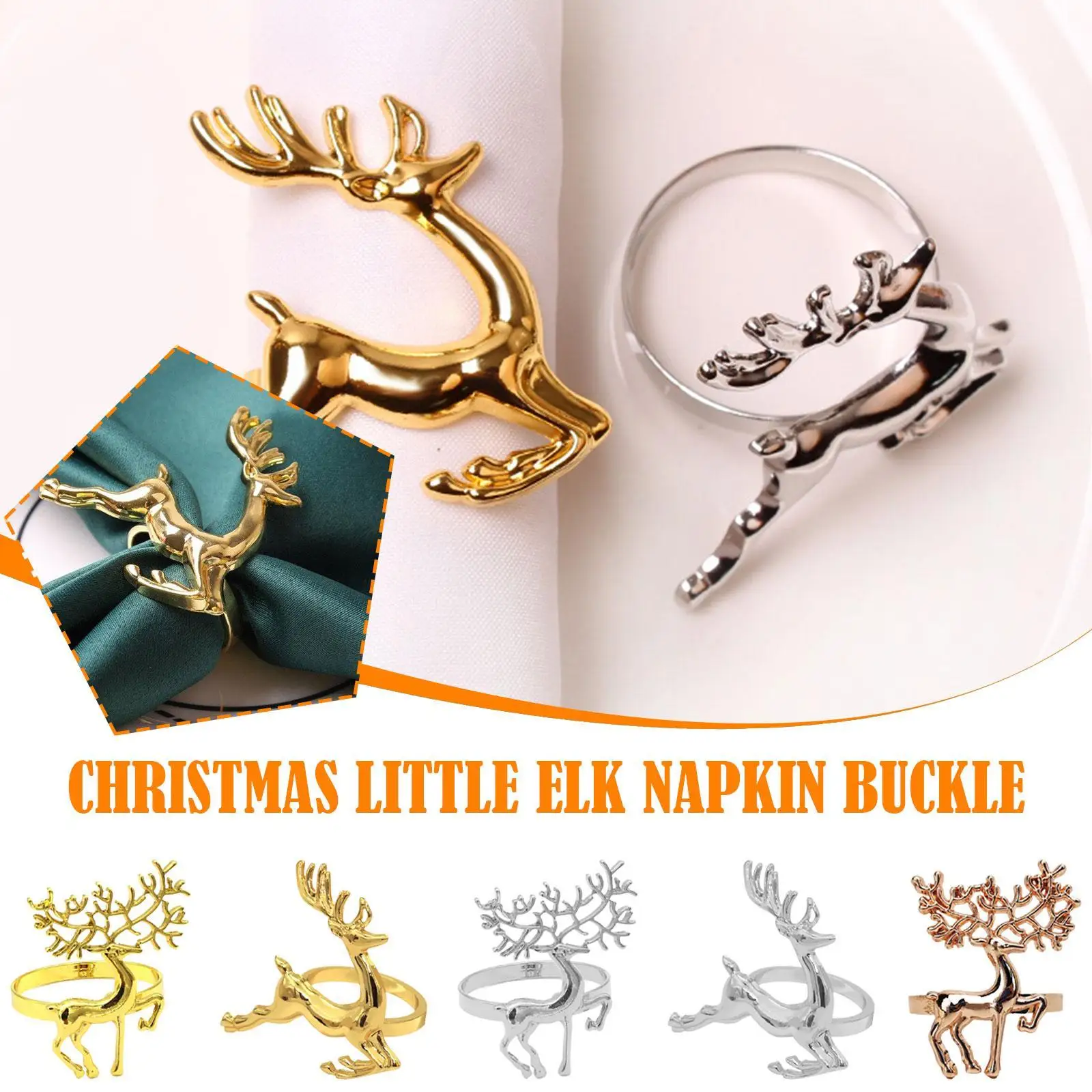 

1pc Christmas Napkin Holder Alloy Cute Durable Delicate Deer Napkin For Bar Restaurant Christmas Party Dinner Decoration
