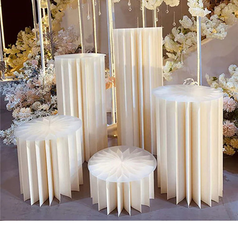 

Складная римская колонна, десертный стол для торта, свадебный реквизит, сценический круглый столбик оригами, украшение для стола для свадьб...
