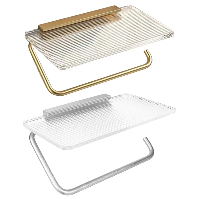 

Wall Mounted Acrylic Tissue Dispenser Multifunctional Toilet Roll Holder Self Adhesive Rack for Bathroom Organization