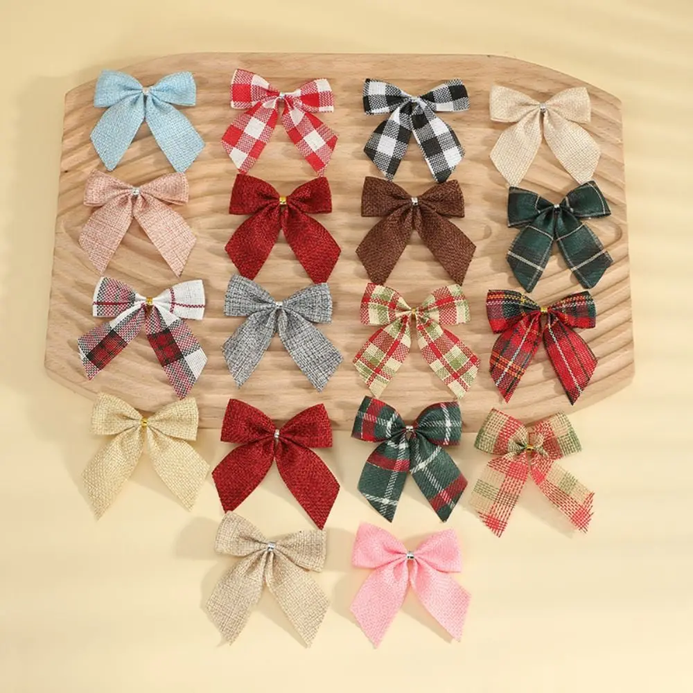 

10Pcs Fashion Christmas Plaid Bow Decorstion Various Style Xmas Tree Pendant Multipurpose Cute Party Flags