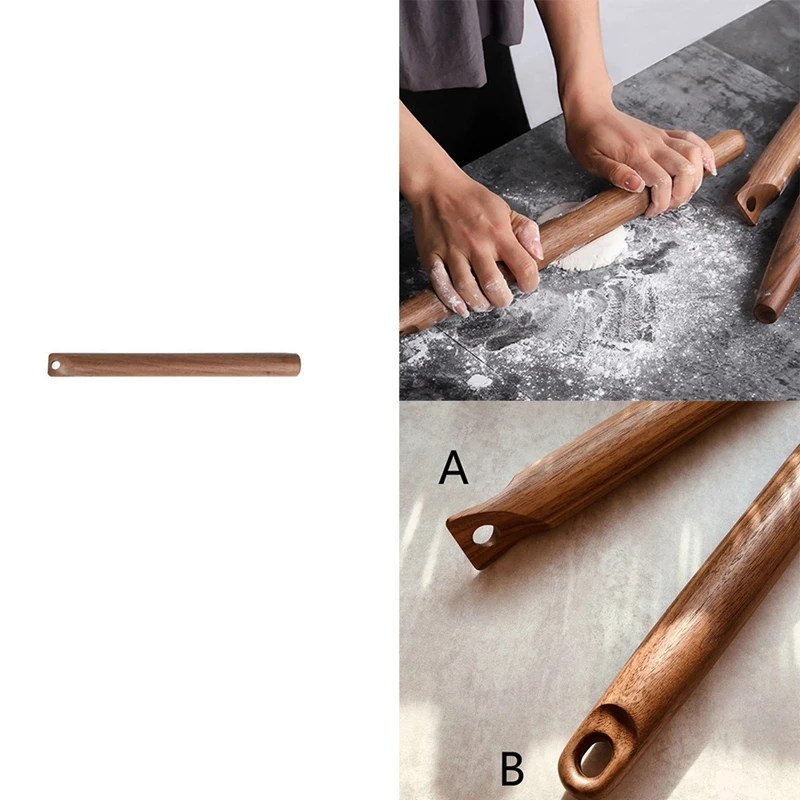 

HOT-Natural Walnut Rolling Pin For Dough Wooden Roller Pastry Roll Kitchen Accessories Cake Pizza Tools