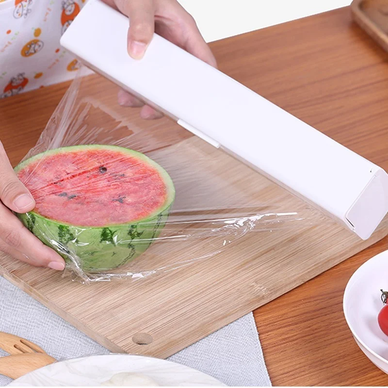 

Kitchen Cling Film Wrap Dispenser Plastic Cutting Box Food Film Wrap Cutter Storage Holder Plastic Cling Wrap Kitchen Tool