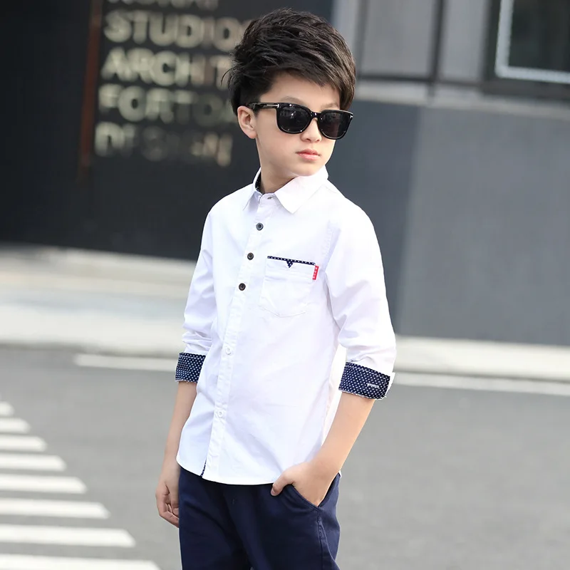 

2022 Teenager Kids Boys Clothes Children Shirts Fashion School Casual Tops Cotton Boys Shirts 5 6 7 8 9 10 11 12 13 14 15 Years