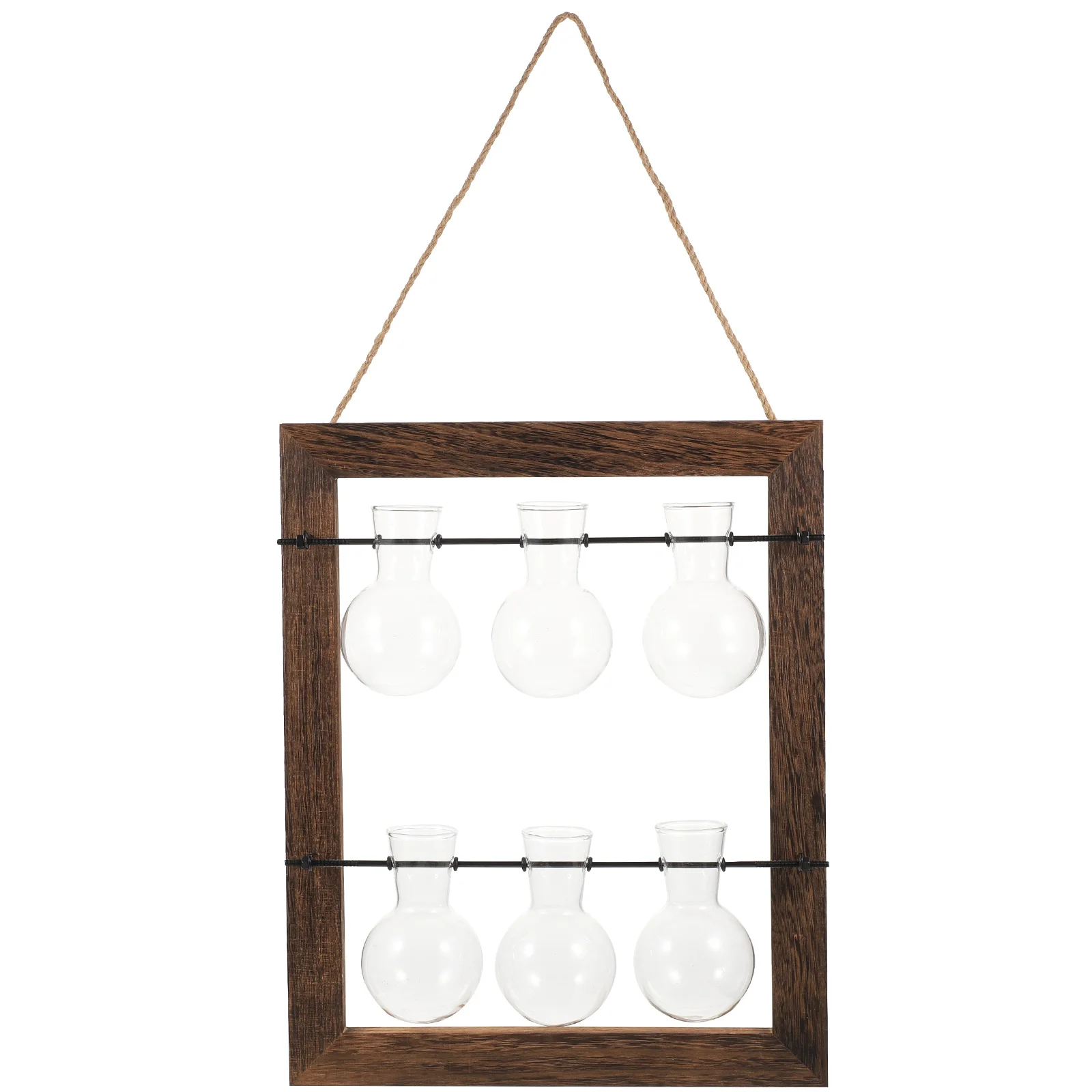 

Hanging Wall Glass Flowerpot Nordic Style Vasehydroponic Wooden Bottle Holder Adornment Home Flower Planter Decoration