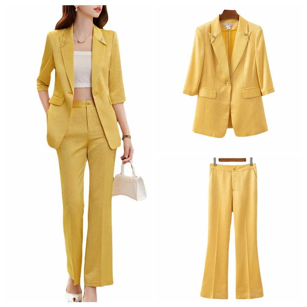Superior Quality  Spring Formal Ladies Fashion Blazer Women Business Suits with Sets Work Wear Office Casual  Pants Jacket  Suit